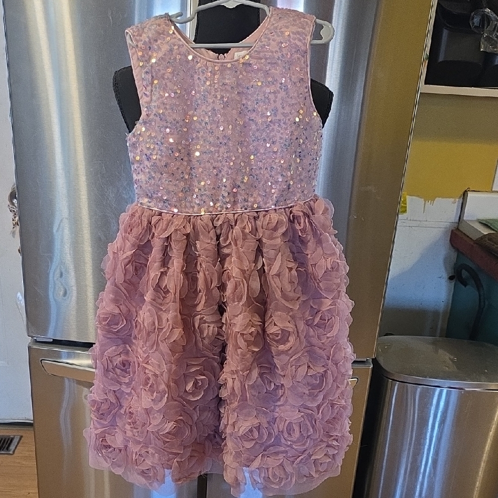 Kensie Girl Glittering Mauve Rosette Dress
